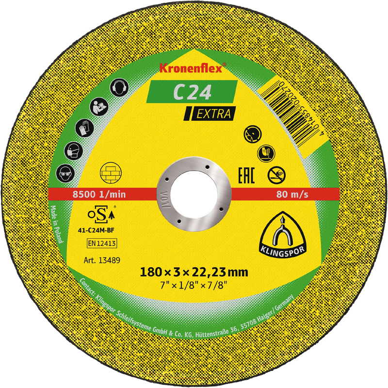 Trennscheibe. EXTRA. C 24. gekröpft.Abm.: 125x2.5x22.23 mm