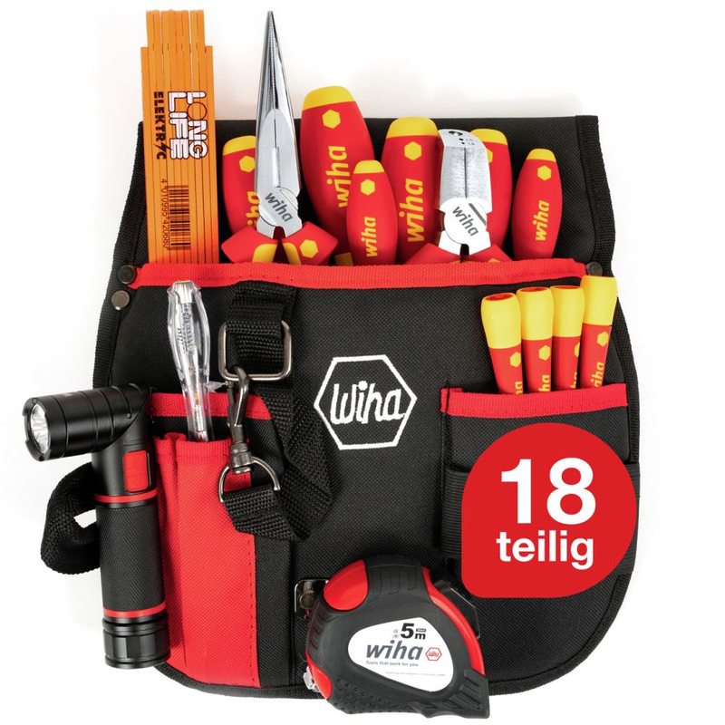 Werkzeug Set Elektriker gemischt, 18-tlg. inkl. Gürteltasche