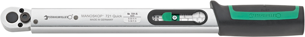 Auslösender Drehmomentschlüssel 6-50 N·m mit fest verbauter 1/2“ Knarre | 721/5 Quick