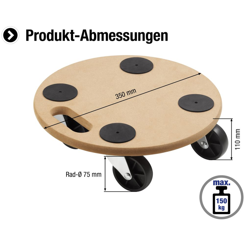 Pflanzenroller Ø 350 mm, 150 kg, MDF, PP