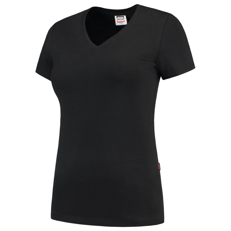 T-Shirt V-Ausschnitt Fitted Damen Black Gr. S