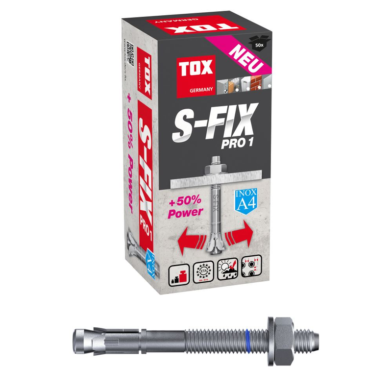 TOX Bolzenanker S-Fix Pro 1 A4 M10x105/25 mm