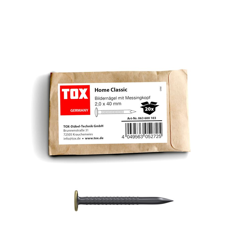 TOX Bildernagel Home Classic mit Messingkopf 2,0 x40 mm