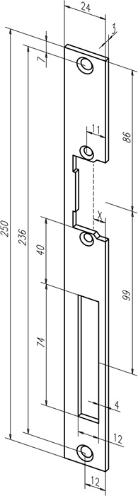 Flachschließbl.338 VA ma ktg.B.24xL.250mm DIN L/R