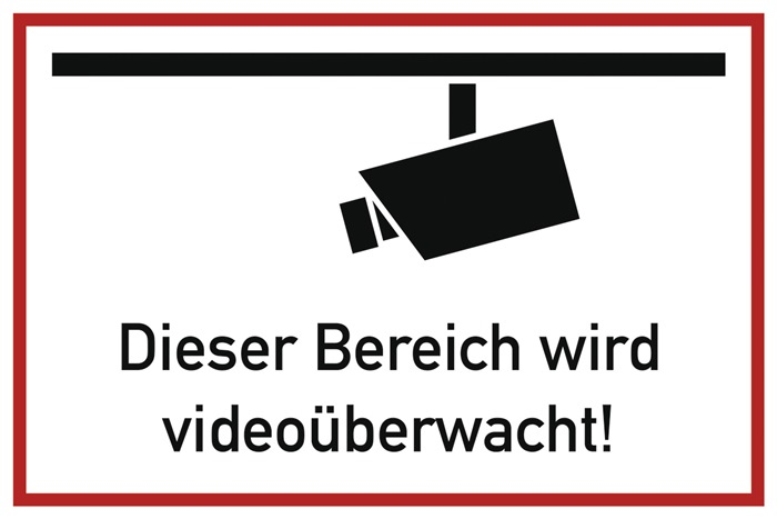 Hinweiszeichen Videoüberwacht L300xB200mm weiß sch