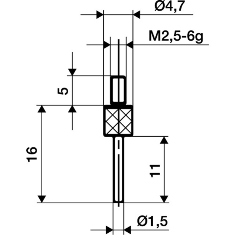 Messeins.D.1,5mm L.50mm Stift M2,5 STA z.Messuhren