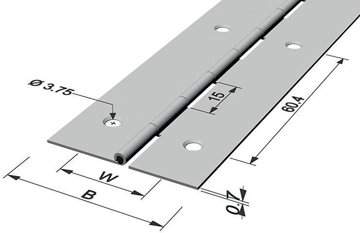 Stangenscharnier B.offen 32mm S.0,7mm 35000mm Fe v