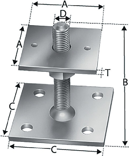 Stützenfuß 208x80x8,0mm STA st.verz.z.Schr.SIMPSON