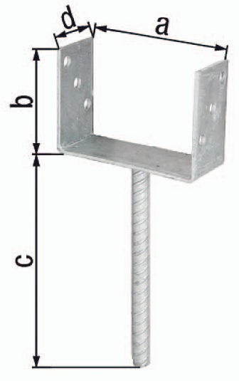 U-Pfostenträger ETA-10/0210 101x100x200x60mm TZN m