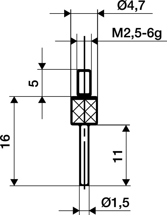 Messeins.D.1,5mm L.30mm Stift M2,5 STA z.Messuhren