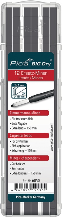 Minenset Pica BIG-Dry 12x graphit 2H trockenes HO