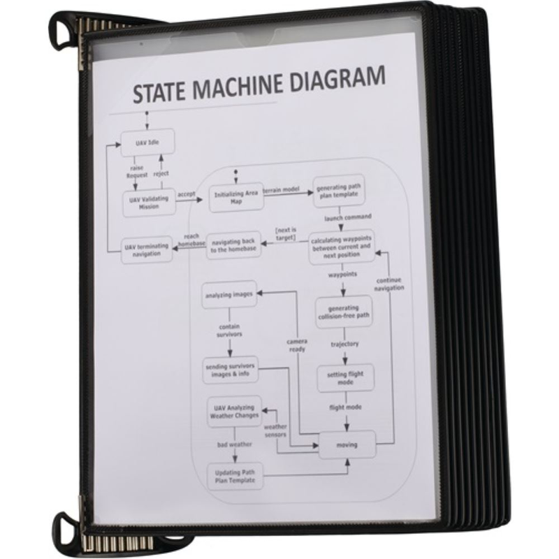 Wandhalter 10 Sichttafeln PP schwarz m.Neodym-Magn