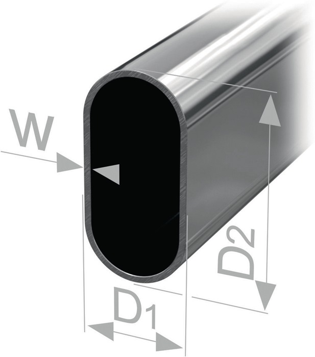 Ovalschrankrohr nahtl.geschw.STA verchr.H.30mm B.1